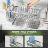 image:imageCisily 2Tier Kitchen Sink Caddy Organzier Rack with Flexible Dish Brush Holder Sponge Holder for Kitchen Sink Countertop Organization StorageHome Decor Accessories Essentials Stainless SteelSilver