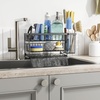 image:imageCisily 2Tier Kitchen Sink Caddy Organzier Rack with Flexible Dish Brush Holder Sponge Holder for Kitchen Sink Countertop Organization StorageHome Decor Accessories Essentials Stainless SteelBlack
