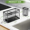 image:imageCisily 2Tier Kitchen Sink Caddy Organzier Rack with Flexible Dish Brush Holder Sponge Holder for Kitchen Sink Countertop Organization StorageHome Decor Accessories Essentials Stainless SteelBlack