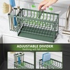 image:imageCisily 2Tier Kitchen Sink Caddy Organzier Rack with Flexible Dish Brush Holder Sponge Holder for Kitchen Sink Countertop Organization StorageHome Decor Accessories Essentials Stainless SteelSage Green