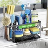 image:imageCisily 2Tier Kitchen Sink Caddy Organzier Rack with Flexible Dish Brush Holder Sponge Holder for Kitchen Sink Countertop Organization StorageHome Decor Accessories Essentials Stainless SteelBlack