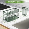 image:imageCisily 2Tier Kitchen Sink Caddy Organzier Rack with Flexible Dish Brush Holder Sponge Holder for Kitchen Sink Countertop Organization StorageHome Decor Accessories Essentials Stainless SteelSage Green