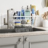 image:imageCisily 2Tier Kitchen Sink Caddy Organzier Rack with Flexible Dish Brush Holder Sponge Holder for Kitchen Sink Countertop Organization StorageHome Decor Accessories Essentials Stainless SteelWhite
