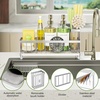image:imageCisily Extra Large Sink Caddy Organizer with Drying Stone Black Sponge Holder for Kitchen Dish Brush Holder for Countertop Kitchen Decor Storage and EssentialsSilver