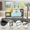 image:imageCisily Extra Large Sink Caddy Organizer with Drying Stone Black Sponge Holder for Kitchen Dish Brush Holder for Countertop Kitchen Decor Storage and EssentialsBlack with Towel Rack