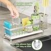image:imageCisily Extra Large Sink Caddy Organizer with Drying Stone Black Sponge Holder for Kitchen Dish Brush Holder for Countertop Kitchen Decor Storage and EssentialsSilver