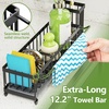 image:imageCisily Extra Large Sink Caddy Organizer with Drying Stone Black Sponge Holder for Kitchen Dish Brush Holder for Countertop Kitchen Decor Storage and EssentialsBlack with Towel Rack
