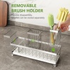 image:imageCisily Extra Large Sink Caddy Organizer with Drying Stone Black Sponge Holder for Kitchen Dish Brush Holder for Countertop Kitchen Decor Storage and EssentialsSilver
