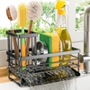 image:imageCisily Sink Caddy Sponge Holder for Kitchen with Brush Holder and Stainless Steel Self Drain Tray Rustproof Kitchen Sink Organizer for Sponge Soap Dispenser Storage AccessoriesBlack