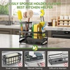 image:imageCisily Sink Caddy Sponge Holder for Kitchen with Brush Holder and Stainless Steel Self Drain Tray Rustproof Kitchen Sink Organizer for Sponge Soap Dispenser Storage AccessoriesBlack