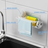 image:imageCisily Sponge Holder Smiley Face Sink Caddy for kitchen Sink Kitchen Organizer Sponge Holder with 2 PCS Suction Cups and Adhesive Strips Designed for Sponge Soap Dish brush ScrubberBlackSuction Cupwhite