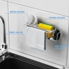 image:imageCisily Sponge Holder Smiley Face Sink Caddy for kitchen Sink Kitchen Organizer Sponge Holder with 2 PCS Suction Cups and Adhesive Strips Designed for Sponge Soap Dish brush ScrubberBlackSuction Cupsilver