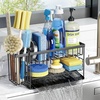 image:imageCisily 2Tier Kitchen Sink Caddy Organzier Rack with Flexible Dish Brush Holder Sponge Holder for Kitchen Sink Countertop Organization StorageHome Decor Accessories Essentials Stainless SteelBlack
