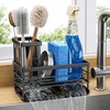 image:imageCisily Sink Caddy Sponge Holder for Kitchen with Brush Holder and Stainless Steel Self Drain Tray Rustproof Kitchen Sink Organizer for Sponge Soap Dispenser Storage AccessoriesBlack