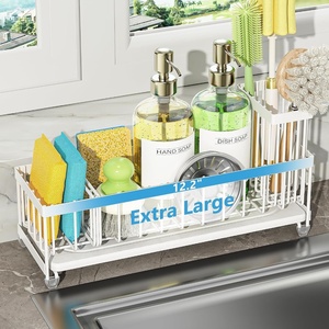 image:imageCisily Extra Large Sink Caddy Organizer with Drying Stone Black Sponge Holder for Kitchen Dish Brush Holder for Countertop Kitchen Decor Storage and EssentialsWhite