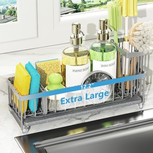 image:imageCisily Extra Large Sink Caddy Organizer with Drying Stone Black Sponge Holder for Kitchen Dish Brush Holder for Countertop Kitchen Decor Storage and EssentialsGray
