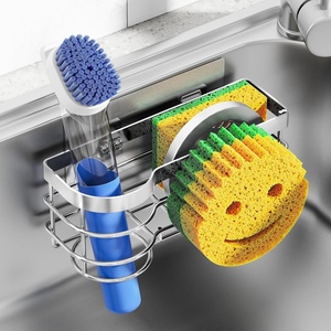 image:imageCisily Smiley Sponge Holder for Kitchen Sink Caddy Stainless Steel Movable Brush Holder Dish Cloth Hanger Suction Cup Sink Caddy Organizer Scrubber Accessories SilverSilver
